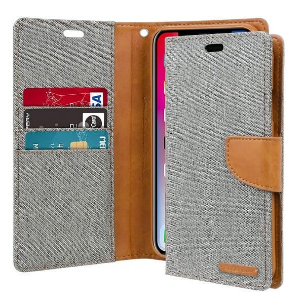 Goospery Canvas Grey Apple iPhone X /XS Wallet Case Cover Goospery Canvas Grey Apple iPhone X /XS Wallet Case Cover